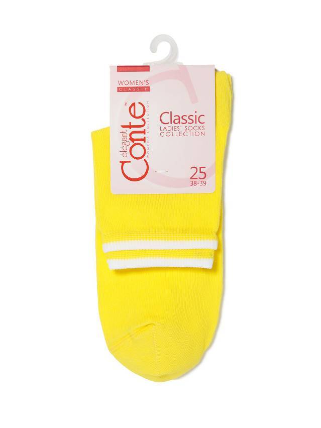 Шкарпетки жіночі бавовняні CLASSIC (декор. резинка),р. 23, 010 жовтий - 3