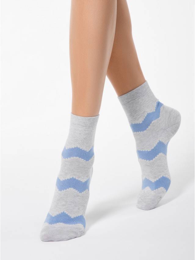 Шкарпетки жіночі бавовняні CLASSIC (люрекс),р. 23, 065 сірий-блакитний - 1