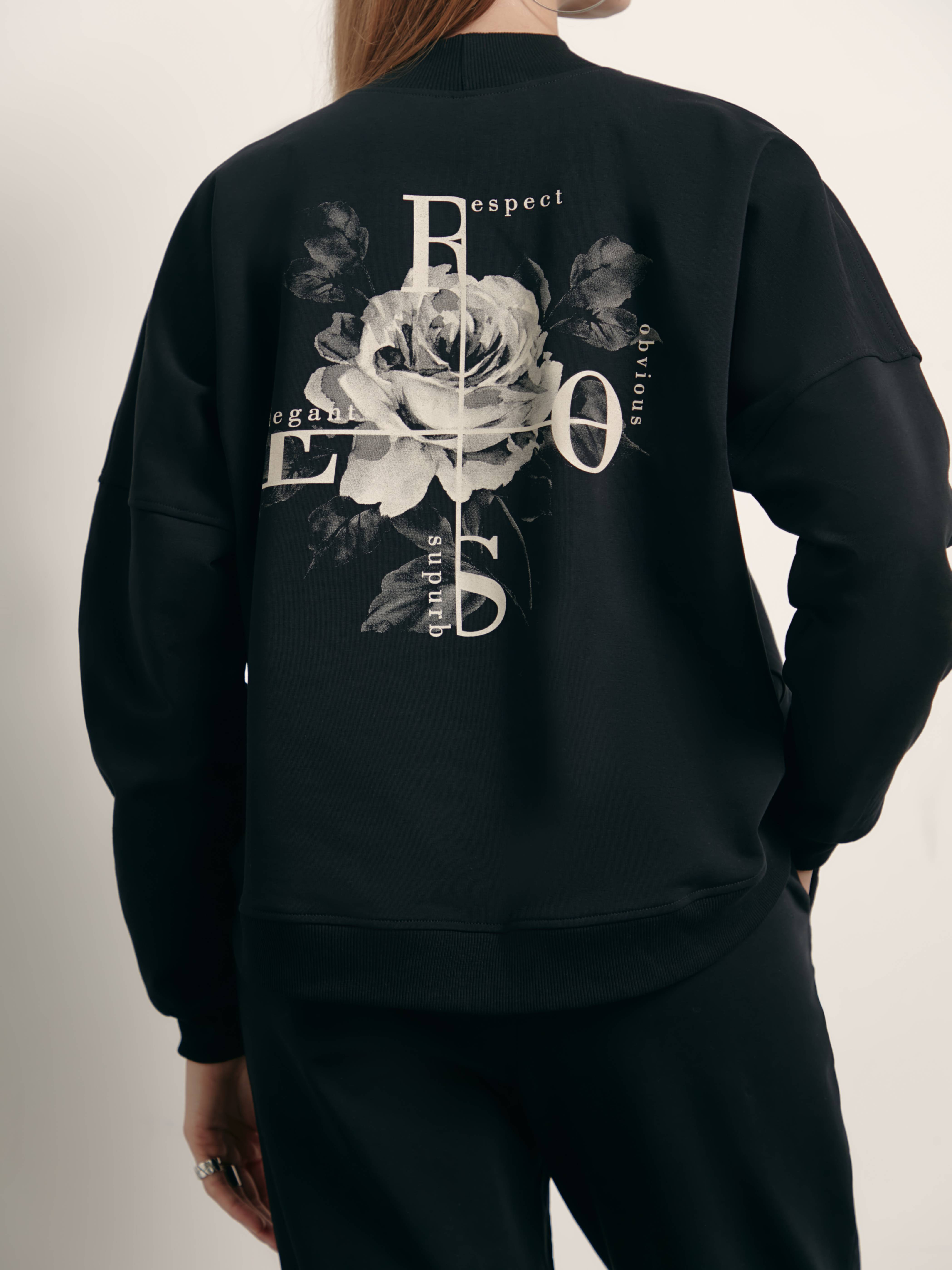 

Джемпер жіночий Conte ⭐️, Black, Оversize-світшот на флісі з малюнком «Rose» LD 1376