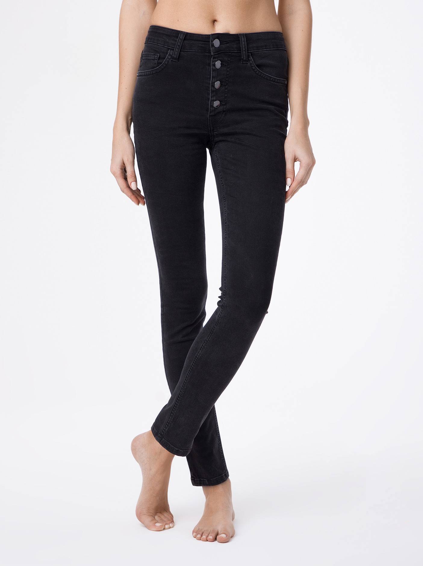 

Брюки джинсовые женские Conte ⭐️, Washed black, Моделюючі eco-friendly джинси з високою посадкою CON-120